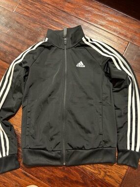 adidas Black Track Jacket with White Three-Stripes